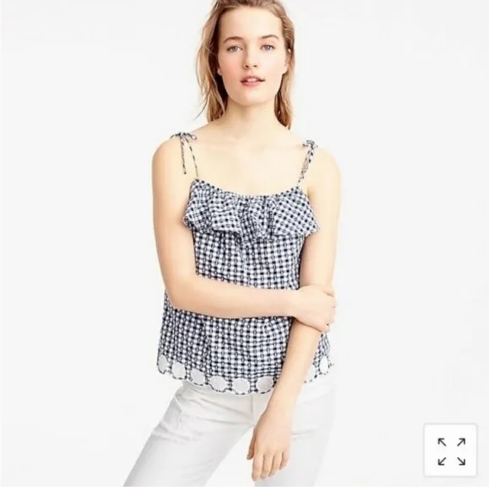 J. Crew Ruffle Gingham Tank Top